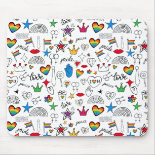 Gay Pride Doodle Pattern Mouse Mat