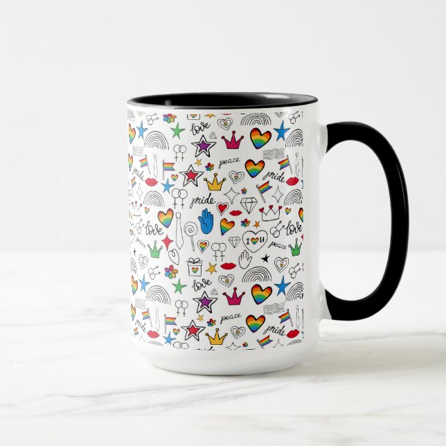 Gay Pride Doodle Pattern Mug (Right)