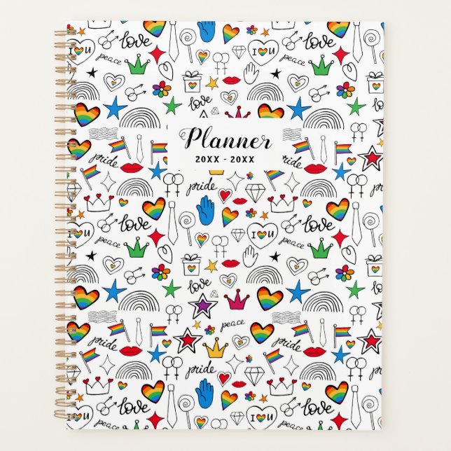 Gay Pride Doodle Pattern Planner (Front)