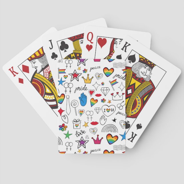 Gay Pride Doodle Pattern Playing Cards (Back)