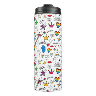 Gay Pride Doodle Pattern Thermal Tumbler