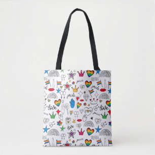 Gay Pride Doodle Pattern Tote Bag