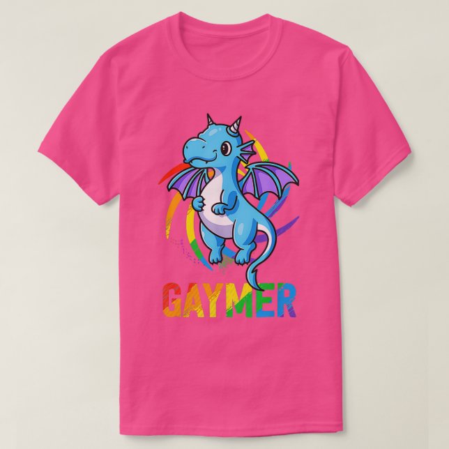 Gay Pride Dragon Gaymer Lgbt Pride T-Shirt (Design Front)