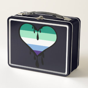 Gay Pride Dripping Heart Metal Lunch Box
