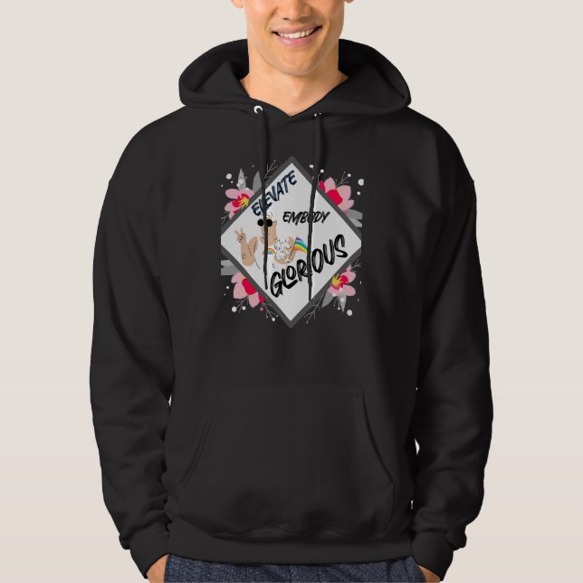 Gay Pride Elevate Embody And Glorious Poodle Hoodie (Front)
