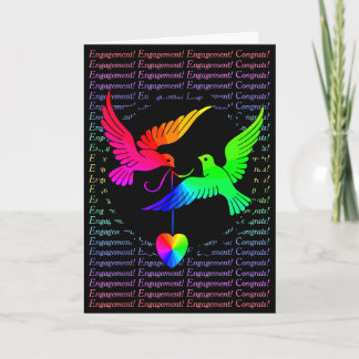 Gay Pride Engagement Congratulations Rainbow Doves Card