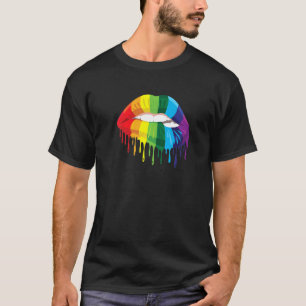 Gay Pride Equality Of Rainbow Drip Lip Biting Of L T-Shirt