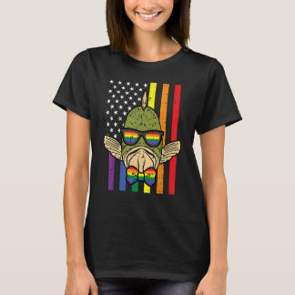 Gay Pride Fish US Rainbow Flag Lgbt Patriotic Men  T-Shirt
