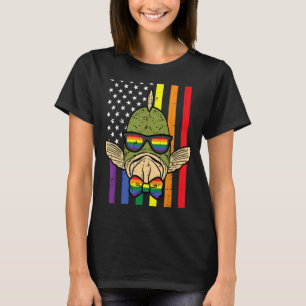 Gay Pride Fish US Rainbow Flag Lgbt Patriotic Men T-Shirt