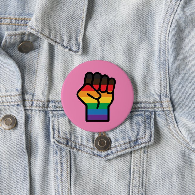 Gay Pride Fist 7.5 Cm Round Badge (In Situ)