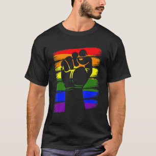 Gay Pride Fist Lgbt Q Cool Rainbow Flag Colour All T-Shirt