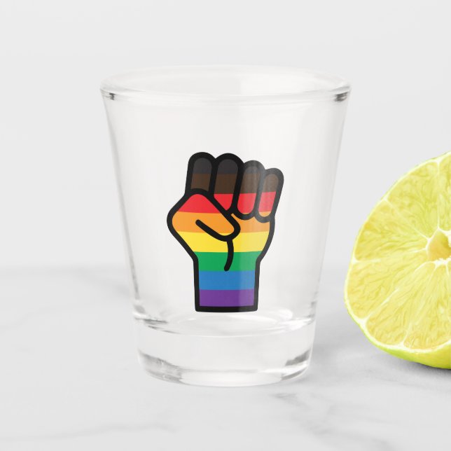 Gay Pride Fist Shot Glass (Front)