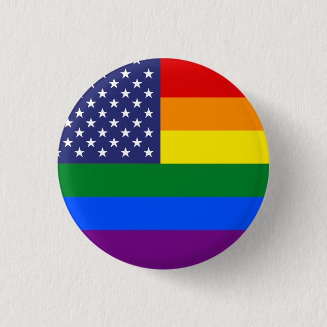 "GAY PRIDE FLAG" 3 CM ROUND BADGE (Front)