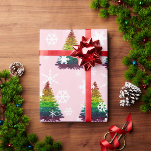 Gay Pride Flag Christmas Tree Pattern Wrapping Paper