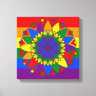 Gay Pride Flag Colors Mandala LGBT Canvas Print
