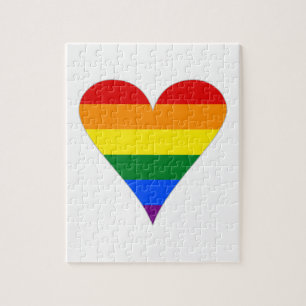 Gay Pride Flag Heart Funky - Grey Jigsaw Puzzle
