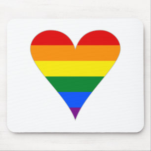 Gay Pride Flag Heart Funky - Grey Mouse Mat