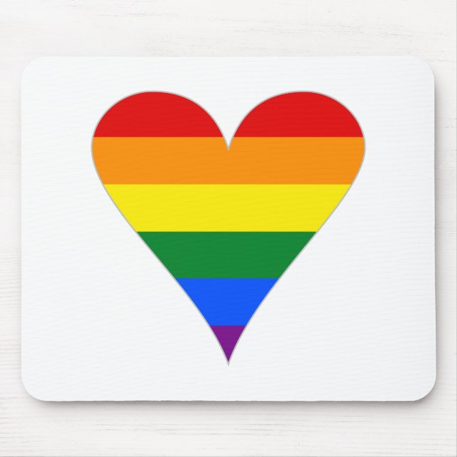Gay Pride Flag Heart Funky - Grey Mouse Mat (Front)