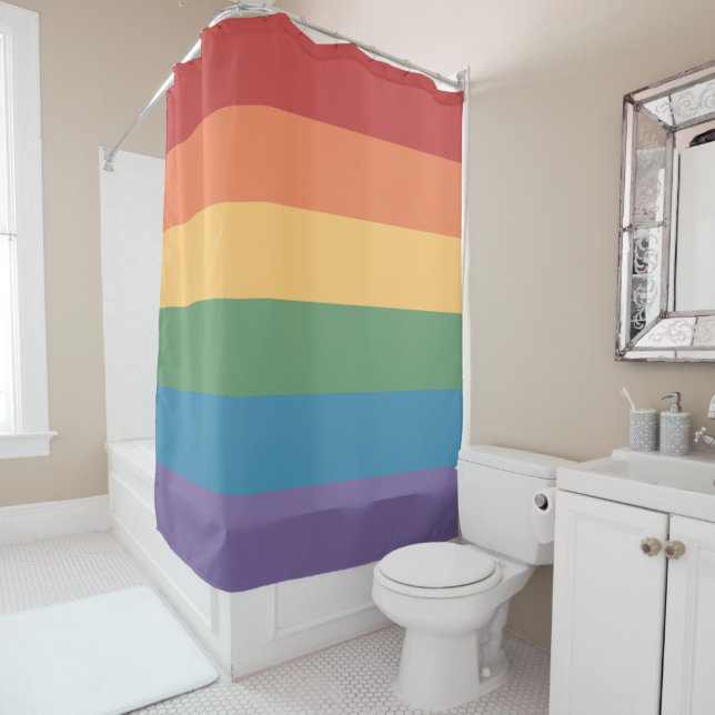 Gay Pride Flag Heathered Shower Curtain (In Situ)