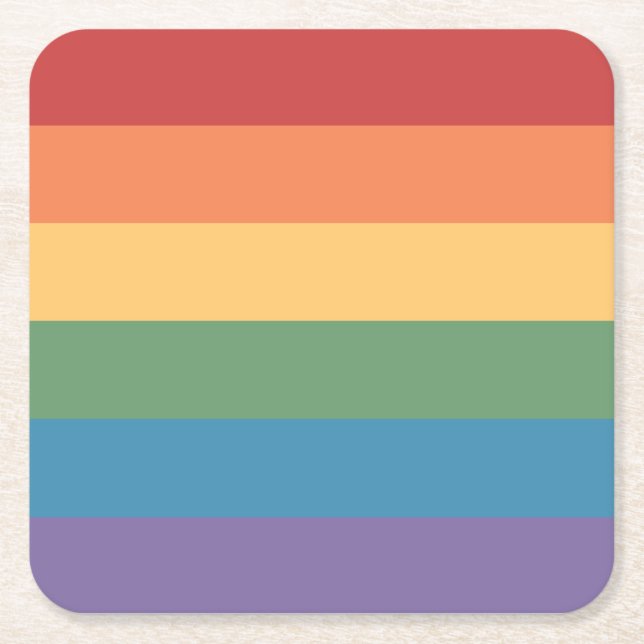 Gay Pride Flag Heathered Square Square Paper Coaster (Front)