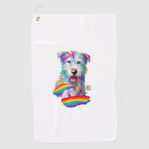 Gay Pride Flag Irish Wolfhound Dog Lover Rainbow P Golf Towel