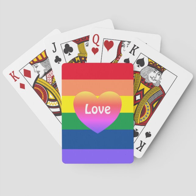 Gay Pride Flag LGBTQ Colourful Rainbow Heart Playing Cards (Back)