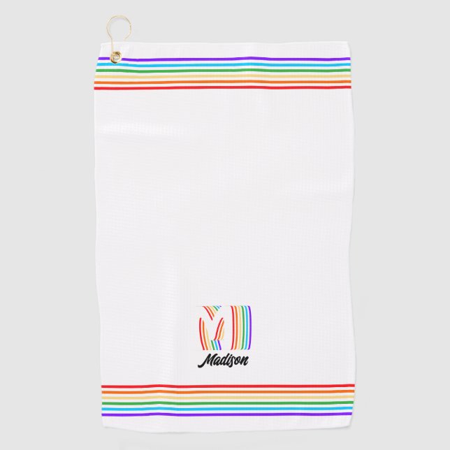 Gay Pride Flag Monogram Golf Towel (Front)
