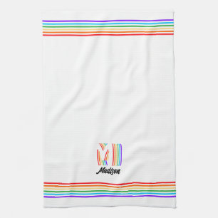 Gay Pride Flag Monogram Kitchen Towel