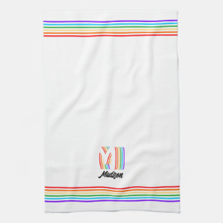 Gay Pride Flag Monogram Kitchen Towel