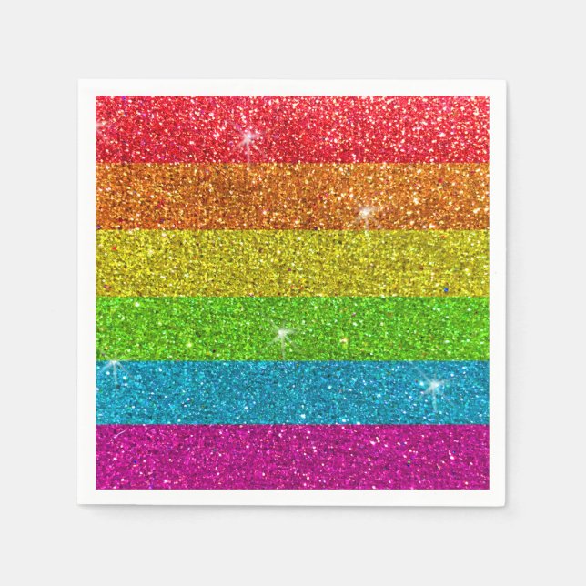 Gay Pride Flag Rainbow Glitter Colours LGBTQIA Napkin (Front)