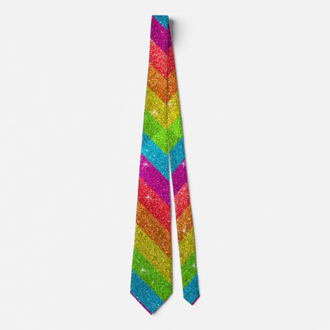 Gay Pride Flag Rainbow Glitter Stripes LGBT Love Tie (Front)