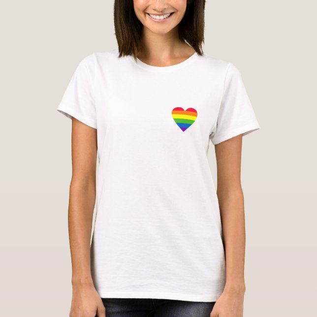 Gay Pride Flag, Rainbow Heart, Hipster, LGBT Pride T-Shirt (Front)