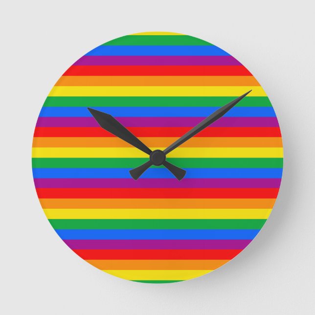 Gay Pride Flag Round Clock (Front)
