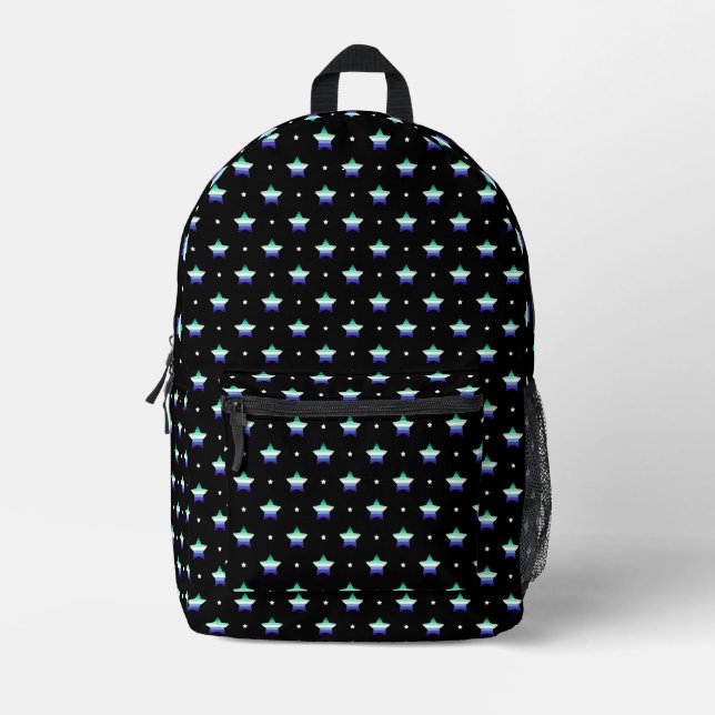 Gay Pride Flag Stars Pattern Gay Pride 2024  Printed Backpack (Front)