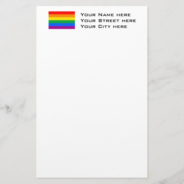 Gay Pride Flag Stationery (Front)