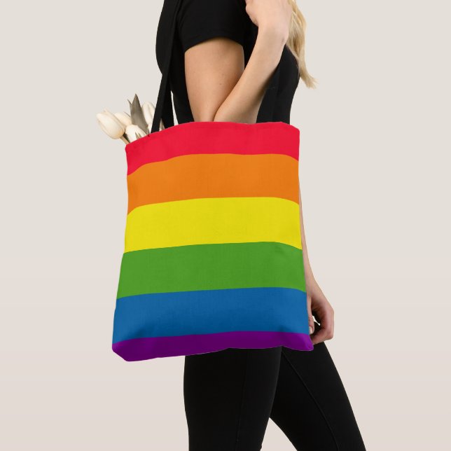 Gay Pride Flag Tote Bag (Close Up)