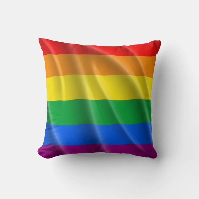 GAY PRIDE FLAG WAVY DESIGN CUSHION (Front)