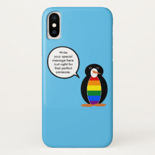 Gay Pride Flag Wildlife Penguin Personalised Gift iPhone X Case