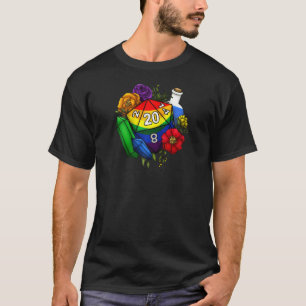 Gay Pride Flower Tabletop Rpg Gaming Dice Game  Ra T-Shirt