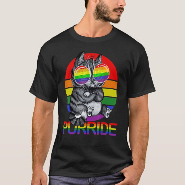 Gay Pride For Women Men Lgbt Daddy Cat Cat  Purrid T-Shirt (Front)