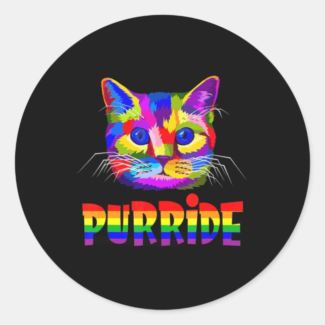 Gay Pride  for Women Men LGBT Daddy Cat Gift Purri Classic Round Sticker (Front)