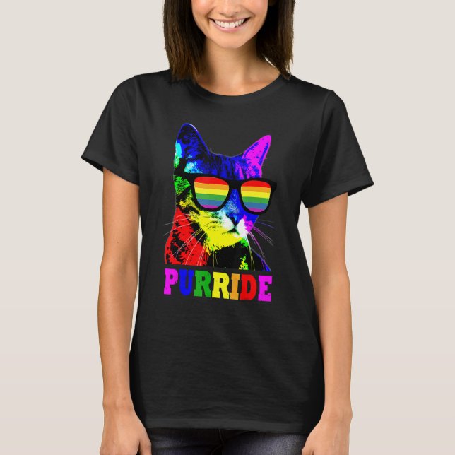 Gay Pride  For Women Men Lgbt Daddy Cat  Purride T-Shirt (Front)