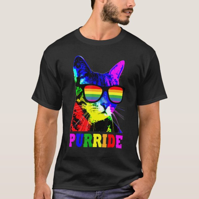 Gay Pride  For Women Men Lgbt Daddy Cat  Purride T-Shirt (Front)