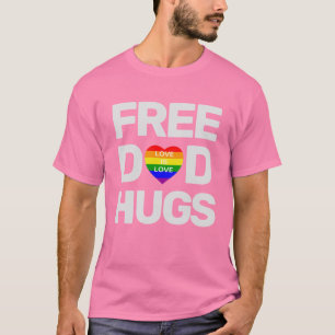 Gay pride Free Dad Hugs Love is love Rainbow heart T-Shirt