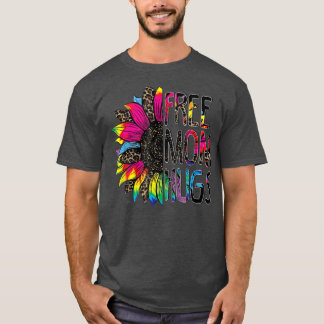 Gay Pride Free Mum Hugs Sunflower Leopard Rainbow  T-Shirt