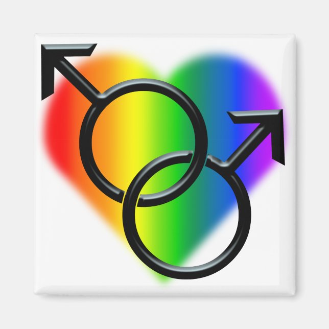 Gay Pride Fridge Magnets Men's Rainbow Love Magnet (Front)