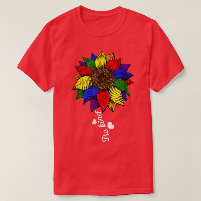 Gay Pride Funny Be Kind Lesbian Sunflower LGBT Tra T-Shirt (Design Front)