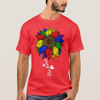 Gay Pride Funny Be Kind Lesbian Sunflower LGBT Tra T-Shirt