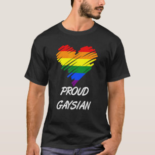 Gay Pride Gaysian Lgbt Rainbow Colours Asian Heart T-Shirt
