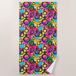 Gay Pride Gender Neon Pattern Beach Towel